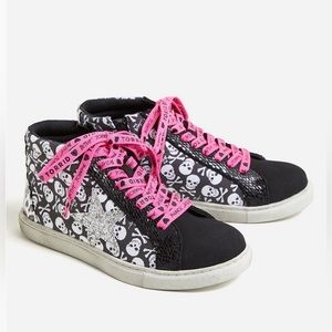 torrid Black Skull Print High-Top Sneakers with Pink Laces